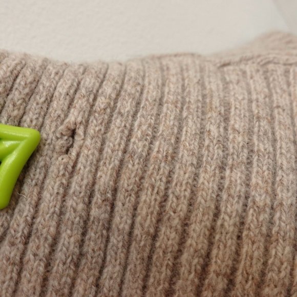 Beige Wool Sweater Men Large J CREW Knit Tan Lambswool Shawl Henley Button Neck - Picture 7 of 11